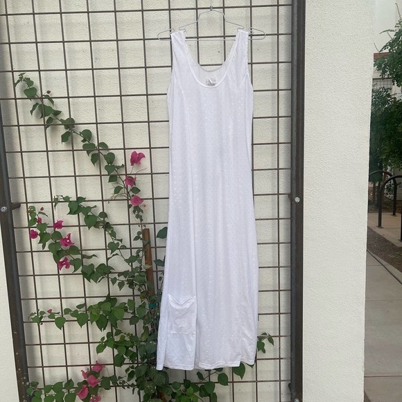 Vintage Womens Dressed In White Slip Night Maxi Dress Pockets Cottage Bride - Picture 1 of 6